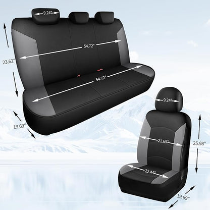 HChengkikz Car Seat Covers Full Set, Waterproof Neoprene Car Seat Covers, Airbag Compatible, Universal Fit for Most Sedans, SUVs, Trucks (Black + LightGray)