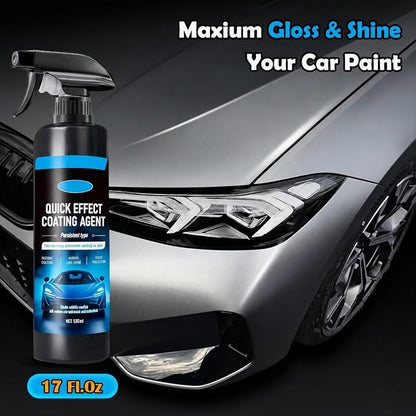 Quick Effect Coating Agent for Car - 500ML Hydrophobic Ceramic Coating Spray for Car with UV Protection, Water Beading Paint Protection, Deep Gloss Shine, Long Lasting Polish Spray Wax