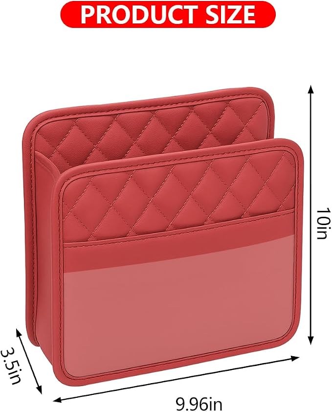 Mandark Car Seat Back Organizer, PU Leather Automotive Backseat Hanging Storage Pocket, Multipurpose Vehicle Travel Essentials Accessories for Kids & Adults, Universal for Most Cars (Red)