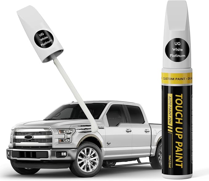 (White Platinum (UG) Car Touch Up Paint for ford, Car Paint Scratch Repair Kit, 2 in 1 Premium Scratch Remover Pen with Exact Color-Matched