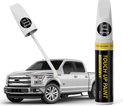 (White Platinum (UG) Car Touch Up Paint for ford, Car Paint Scratch Repair Kit, 2 in 1 Premium Scratch Remover Pen with Exact Color-Matched