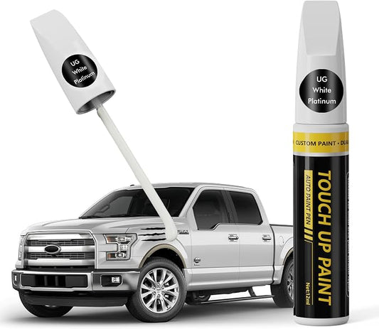(White Platinum (UG) Car Touch Up Paint for ford, Car Paint Scratch Repair Kit, 2 in 1 Premium Scratch Remover Pen with Exact Color-Matched