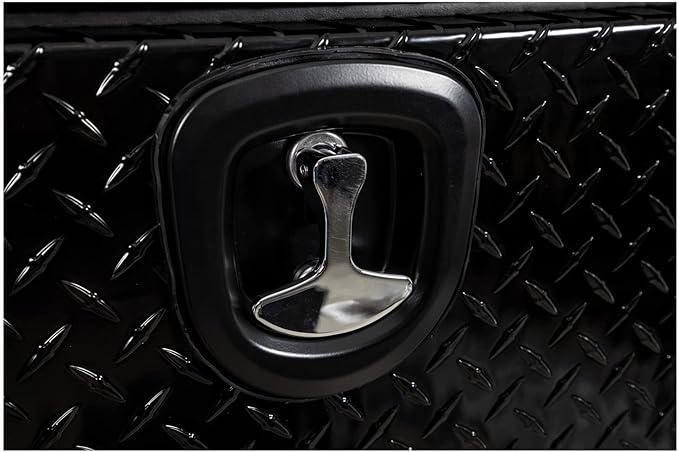Buyers Products 1721565 Black Aluminum Diamond Tread Topsider Truck Box With Drop Door, 90x18x16 Inch, Weather Resistant, Locking Compression Latch, No Drill Install, Made in USA