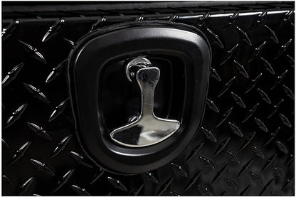 Buyers Products 1721565 Black Aluminum Diamond Tread Topsider Truck Box With Drop Door, 90x18x16 Inch, Weather Resistant, Locking Compression Latch, No Drill Install, Made in USA