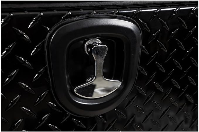 Buyers Products 1721556 Black Aluminum Diamond Tread Topsider Truck Box With Drop Door, 88x13x16 Inch, Weather Resistant, Locking Compression Latch, No Drill Install, Made in USA
