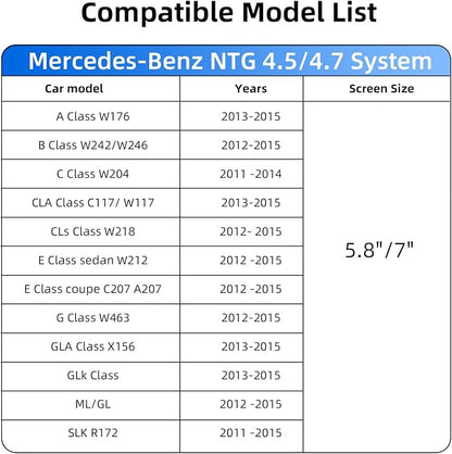 Decoder Adapter for Mercedes Benz A/B/C/E/GLA/GLS/GLS/CLA/CLS/GLA/GLK/ML with NTG System, Supports Wireless CarPlay Android Auto/Mirror Link/Camera/USB Drive (for Made Year 2010-2014)