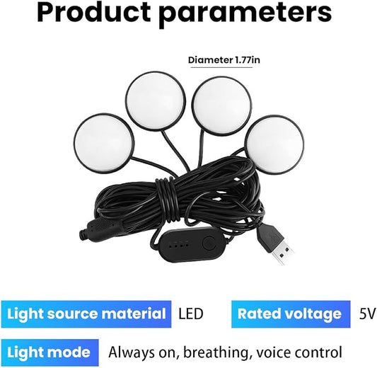 BESULEN Car Interior LED Lights, Automotive Ambient Neon Light Kit with USB Port, Car Accessories, Gifts for Men and Women, 4 in 1 Decoration Lights for Car, Garden, Home, Party（Yellow）