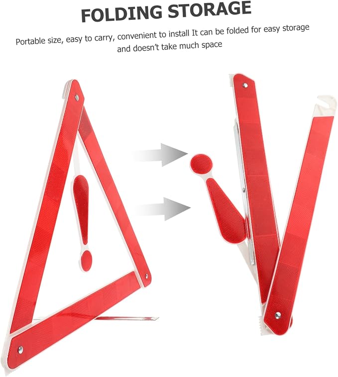 2pcs Car Warning Sign Road Safety Triangle Reflectors Car Safety Triangle Tripod Kit