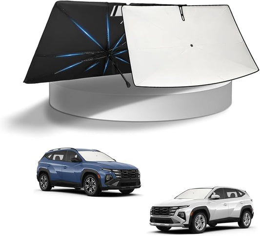 KUST Sun Shade Umbrella for Hyundai Tucson 2016-2025 2026 | Custom Fit Windshield Sunshade | Foldable Sunshade with Bendable Handle | Blocks Heat & UV Scratch Resistant Keep Your Car Cool Sunshield