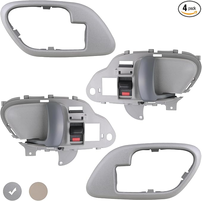 APPERFiT Interior Door Handle w/Bezel Kit (Gray) Compatible with 1995-2002 Chevy Chevrolet GMC Truck C1500 C2500 C3500 K1500 K2500 K3500 Suburban Tahoe Yukon Replaces 15708043 15708044