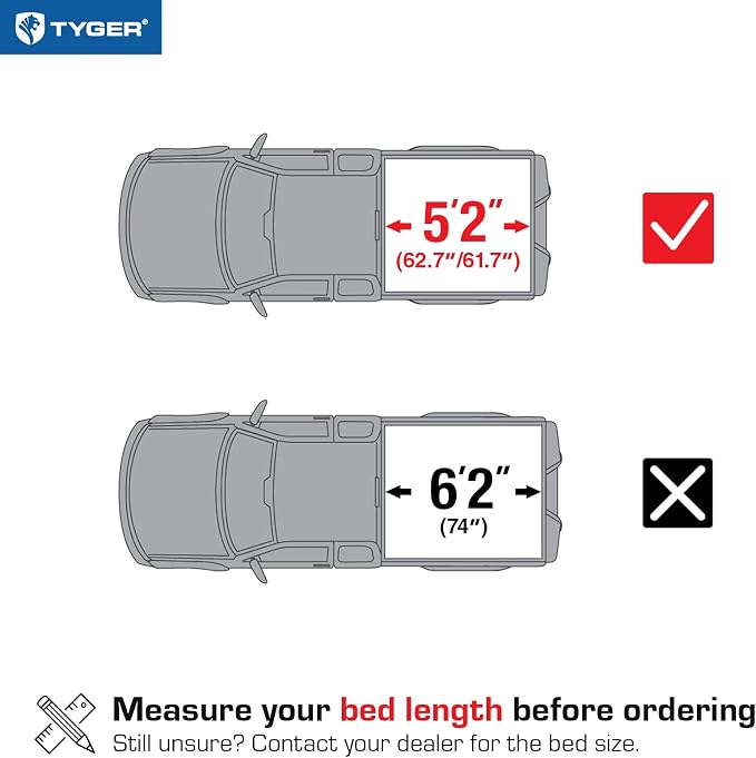 Tyger Auto T1 Soft Roll Up Truck Bed Tonneau Cover Compatible with 2015-2018 Chevy Colorado / GMC Canyon | Fleetside 5'2" Bed (61") | TG-BC1C9012 , Black