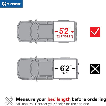 Tyger Auto T1 Soft Roll Up Truck Bed Tonneau Cover Compatible with 2015-2018 Chevy Colorado / GMC Canyon | Fleetside 5'2" Bed (61") | TG-BC1C9012 , Black