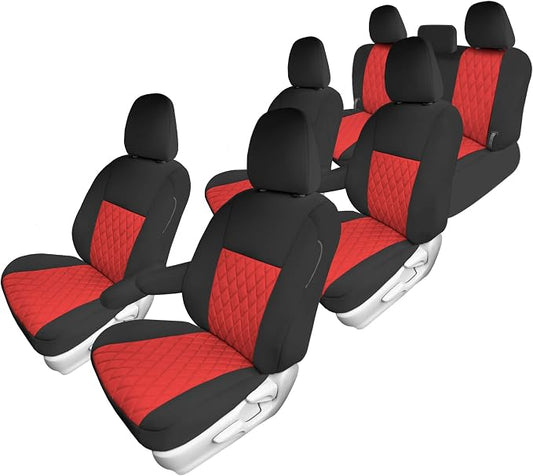 FH Group Custom Fit Car Seat Covers Specifically Made for 2011-2020 Toyota Sienna 7 Seater with Ultraflex Neoprene Water Resistant Automotive Seat Covers - Full Set Red