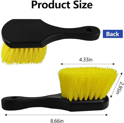 Hovom Car Wash Brush for Tire & Wheel Rim, Soft Bristle Wheel Cleaning Brushes, Short Handle Tire Cleaner Brush Releases Dirt and Road Grime, Universal Car Cleaning Supplies (Yellow)