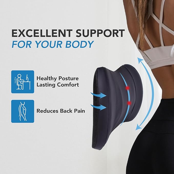 Lofty Aim Lumbar Support Pillow for Car, Memory Foam Lumbar Pillow for Lower Back Pain Relief - Back Cushion for Driving, Chair Support for Car-Office Chair, Wheelchair - Classic Black