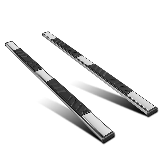 [Pair] 5 Inch Chrome Stainless Running Boards/Side Step Bars/Nerf Bars Compatible with 04-14 Ford F150 Crew Cab