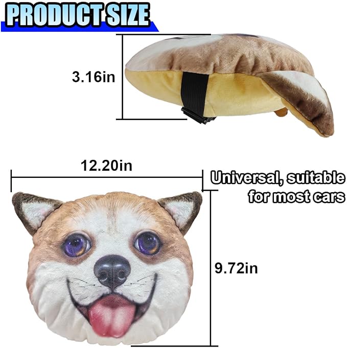 Cute Corgi Dog Car Headrest Pillow- Memory Foam Car Neck Pillow Auto Seat Cushion of Headrests for Pain Pressure Relief- Cartoon Neck Support Cushion with Adjustable Strap for Most Cars (Corgi)