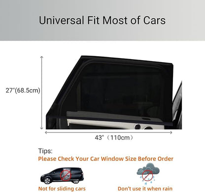 2Pack Car Window Shades Mesh Screen 27"x43", Universal Fit Most of Cars, Large SUV, Pickup, Sunshade for Car Camping UV Protection Breathable Mesh Baby Side Window Covers