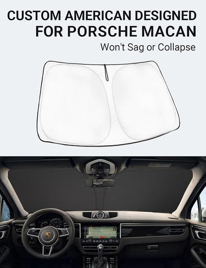 Proadsy Front Windshield Sun Shade Foldable Sunshade Protector for 2014-2025 2026 Porsche Macan SUV Sun Visor Blocks UV Rays Keep Car Cooler Accessories