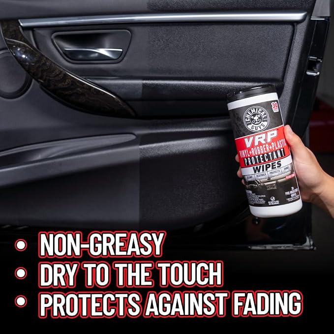 Chemical Guys VRP, Vinyl, Rubber, Plastic, Shine & Protectant Canister Wipes, Great For Cars, Trucks, SUVs, RVs, & More (30 Ct) - PMWCTVD10730