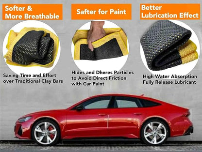 Upgrade Clay Towel 3.0 Ver - Clay Towel for Car Detailing to Remove Paint Overspray, Water Spots,Tree Sap,Rail Dust from Paint,Glass,Plastic Surfaces,Fine Grade Clays Bar Towels(1Pcs-Yellow,12" x 12")