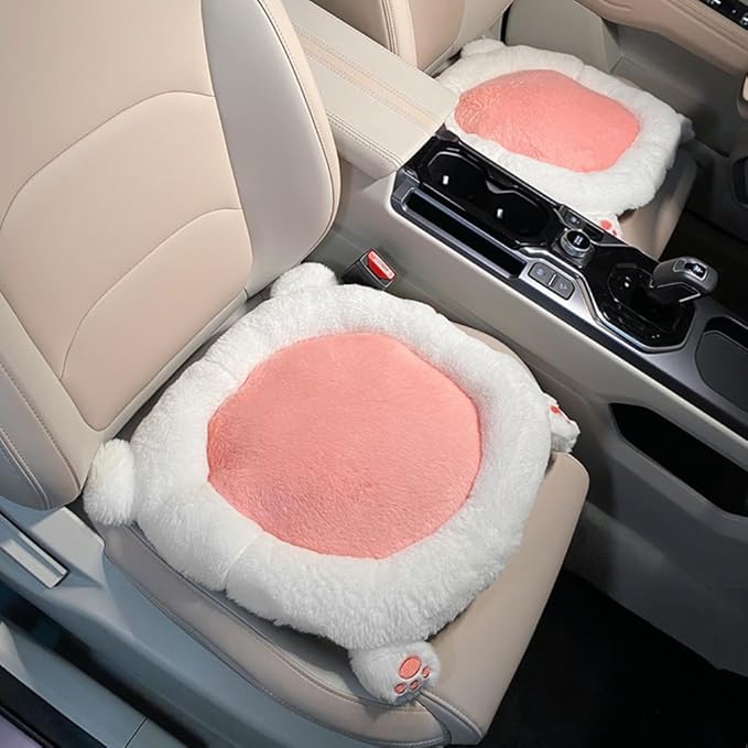 Cartoon Car Seat Cushion Lumbar Support Pillow and Neck Pillow, Cute Car Seat Pillow Headrest Pillow Back Support for Driving Fatigue Relief,for Office Chair Truck SUV (Rabbit Seat)