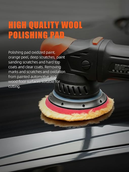 SPTA Wool Polishing Pads, 2Pcs 3 Inch (76mm) Wool Cutting Pad, Yellow Wool Buffing and Polishing Pad Set, Wool Buffing Wheel for Medium Cut for 3 Inch Car Polisher Polishing, Buffing and Cutting