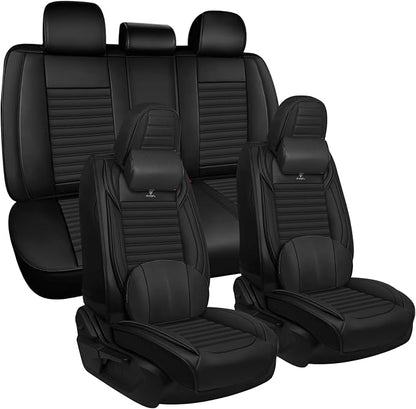 Seat Covers Full Set Fit for Nissan Rogue 2015-2026, Breathable and Comfortable Leather Car Seat Cover, Deluxe Waterproof Cushion Cover Auto Interior Accessories (Black)