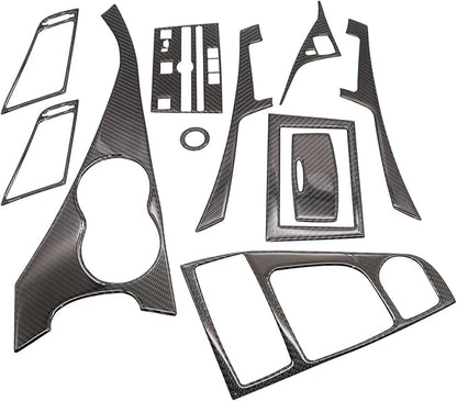 NLQR 11pcs Real Carbon Fiber Interior Trim Kit, Carbon Fiber Kits Interior Trim Cover Fit for Infiniti Q50 2014-2024 for Q60 2017-2022 Carbon Fiber Interior Set Trim Kit