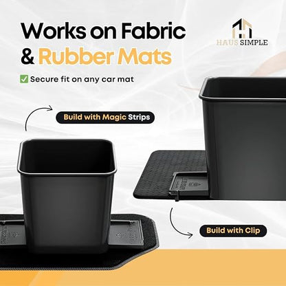 Car Trash Can with Stability Wings – Leakproof Portable Garbage Bin for Fabric & Rubber Mats – Compact Durable Plastic Auto Organizer for Cars, SUVs, Trucks (Black, Small)