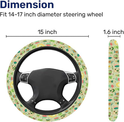 GENANY Leaf Mask Spirits Steering Wheel Cover, Non Slip Polyester Car Wheel Protector for Car SUV Truck, Universal 15 Inch