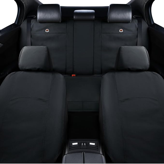 Coverado Canvas Universal Car Seat Covers - Rear & Auto Seats Protectors for Kids & Dogs - Fits Most Vehicles Trucks SUVs/Black
