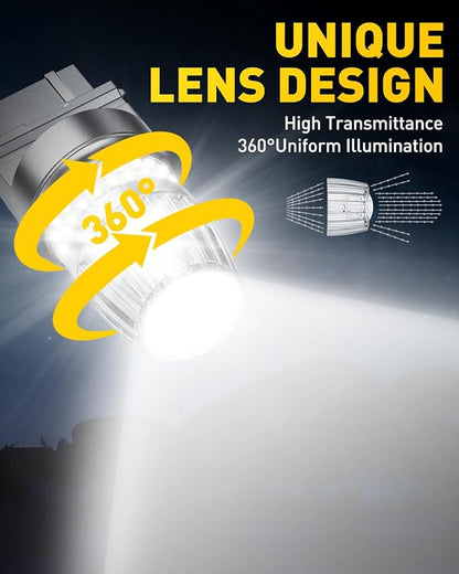 AUXITO 3157 LED Bulb Reverse Lights, 700% Brighter 3156 LED Bulbs White 3056 3057 4157 4156 3457 4057 4114 LED Bulbs with Projector for Backup Parking DRL Brake Turn Signal Tail Maker Light, Pack of 2