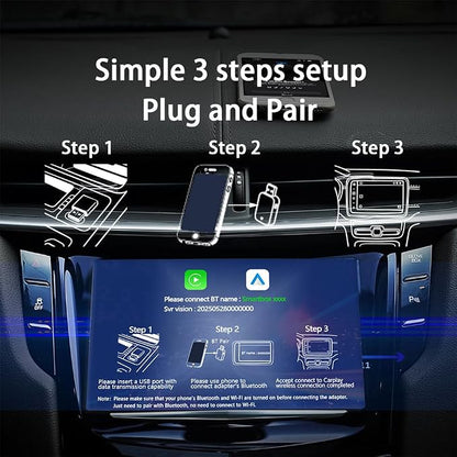 Wireless CarPlay Adapter for iPhone (2026 Upgraded) - Plug & Play USB-C/Type-C Adapter Converts Wired to Wireless CarPlay Android Auto (2-in-1) Multi-Device Support, Lag-Free iOS 10+