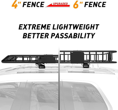 Wildroad Car Roof Cargo Carrier Combo of Upgraded 64"x 39"x 4" Roof Rack Cargo Basket with 21 Cubic ft Ultra Waterproof Anti-Tear Fabric Cargo Carrier Bag and Super Duty Bungee Cargo Net