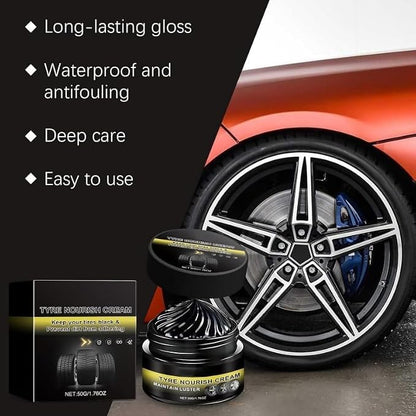 Tyre Nourish Cream, Tire Wax, Restores Black Gloss, Tire Shine, Tire Wax for Ultimate Wheel Protection, 2026 New Tyre Nourish Cream Maintain Luster, Long-Lasting Tire Shine Gelfor for Car Tires (1pcs)