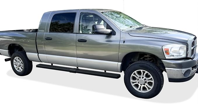 APS (Black 6 inches) Stainless Steel Running Boards Nerf Bars Side Steps Compatible with Dodge Ram 1500 2006-2008 Mega Cab & Ram 2500 3500 2006-2009(91in D2D Short Version)