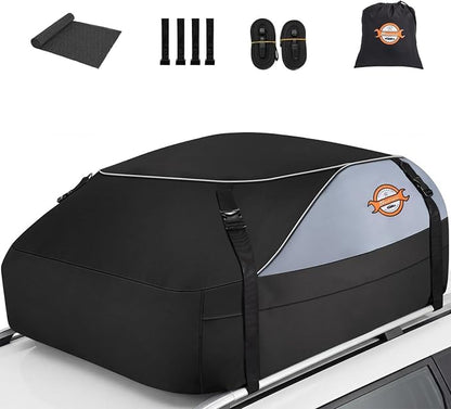 Sailnovo Soft Car Rooftop Cargo Carrier Roof Bag 15 Cubic Feet Waterproof Car Top Carrier, Fits Most Vehicle with/Without Rack, Include Anti-Slip Mat,4 Reinforced Straps,4 Door Hooks