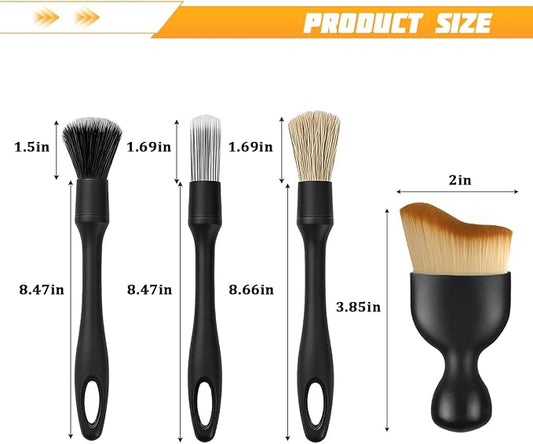 5PCS Car Detailing Brush Kit, Ultra Soft Boars Vehicle Detailing Duster Brush Set for Exterior Interior, Multi-Use Automotive Interior Dusting Cleaning Kit, Universal for Vehicles