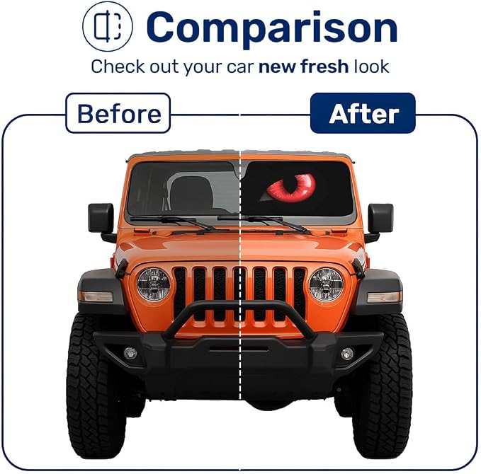 GENANY Evil Eyes Movie Windshield Sun Shade for Car SUV Truck (53x17 Inches), Automobile Sunshade, Protector Blocks UV, Car Decor