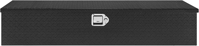 VEVOR Heavy Duty Aluminum Truck Bed Tool Box, Diamond Plate Tool Box with Side Handle and Lock Keys, Storage Tool Box Chest Box Organizer for Pickup, Truck Bed, RV, Trailer, 48"x15"x15", Black