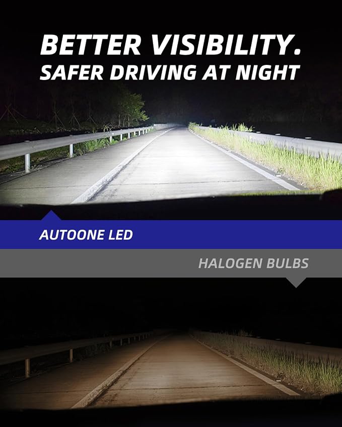 AUTOONE HB5/9007 LED Light Bulbs, OEM Size Direct Fit 900% Brighter, 6000K 10YR Lifespan, Fog Lights Replacement, Pack of 2