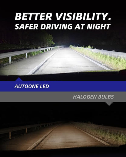 AUTOONE HB5/9007 LED Light Bulbs, OEM Size Direct Fit 900% Brighter, 6000K 10YR Lifespan, Fog Lights Replacement, Pack of 2