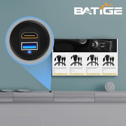 USB 3.0 HDMI Car Mount Flush USB Port Cable, Alloy Shell HDMI USB3.0 Dash Panel Extension Cable with LED Indicator for Car Boat Motorcycle -3ft