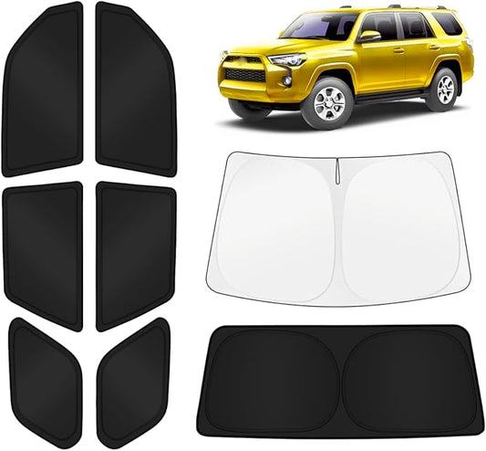 KUST Car Window Shades for Toyota 4Runner 2010-2024 Windshield Sun Shade Side Window Cover UV Block Privacy Protection 4Runner Accessories for Camping Blackout Rear Back Full Set 8PCS