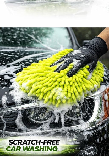 Never Ride Stock Microfiber Car Wash Mitt – Scratch-Free Chenille, Extra Thick & Ultra Absorbent – Safe for Black & Dark Paint – Lint-Free, Reusable Auto Cleaning Glove