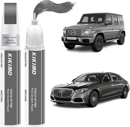 KIKIMO for Mercedes-Benz Touch Up Paint(Mojave Silver Metallic(859/9859)), Car Paint Repair Kit for Mercedes-Benz, 2 In 1 Scratches Repair with Pen Tip and Brush, Color-Matched for Quick & Easy Fix