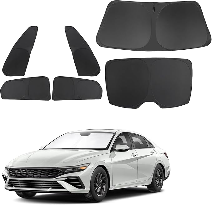 TINGLU Window Shades for Hyundai Elantra 2021-2025 2026 Accessories Car Side Full Windows Rear Triangular Windshield Sun Shade Sun UV Rays Privacy Protection 6PCS