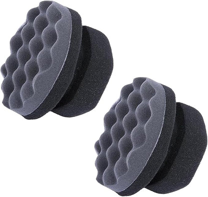 2PCS Car Tire Shine Applicator Pads, Hex Grip Wave Contoured Vehicle Detailing Foam Sponge Tool, Reusable Automotive Tyre Cleaning Accessories, Universal for Truck SUV Sedan