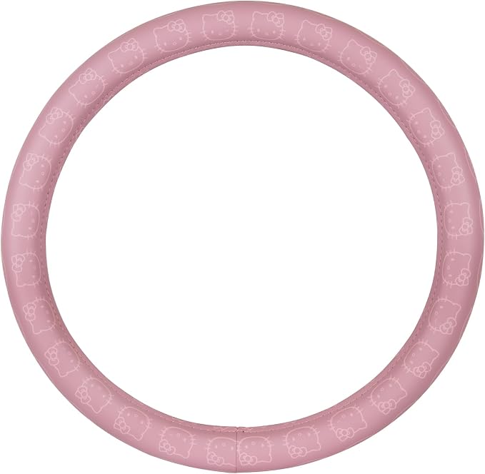 Sanrio Hello Kitty Pink Car Steering Wheel Cover, Universal Fit Cute Car Accessories for Women Stylish Decor Gifts Hello Kitty Accessories - Fits Standard Wheels 14.5"-15"